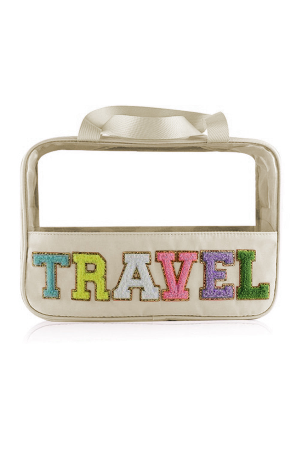 Parchment TRAVEL Chenille Letter Clear PVC Makeup Bag-Accessories-MomFashion