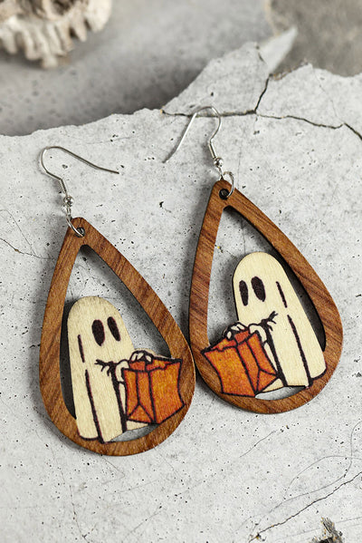 Wooden Water Drop Halloween Earrings-Accessories-MomFashion