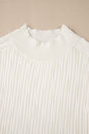 White Ribbed Knit High Neck Sweater Vest-Sweaters & Cardigans/Sweater Vests-MomFashion