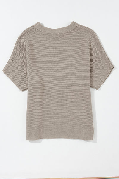 Apricot High Neck Short Bat Sleeve Sweater-Tops-MomFashion