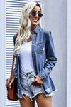 Blue Ripped Denim Jacket-Outerwear-MomFashion