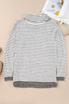 Khaki Striped Turtleneck Loose Sweater-Tops-MomFashion