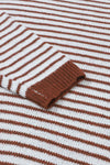 Brown Striped Turtleneck Loose Sweater-Tops-MomFashion