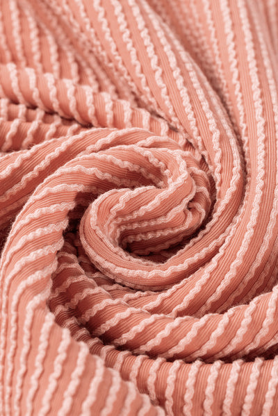 Fiery Red Corded 2pcs Colorblock Pullover and Pants Outfit-Loungewear-MomFashion