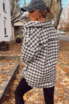 Black Plaid Print Chest Pockets Buttoned Tunic Shacket-Outerwear-MomFashion