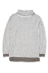 Khaki Striped Turtleneck Loose Sweater-Tops-MomFashion