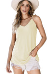 Apricot Spaghetti Strap V-Neck Flowy Tunic Tank Top-Tops-MomFashion