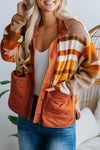 Brown Quilted Patch Pockets Aztec Furry Jacket-Outerwear-MomFashion