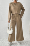 Khaki Ultra Loose Textured 2pcs Slouchy Outfit-Loungewear-MomFashion