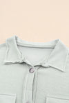 Gray Contrast Flap Pockets Relaxed Shacket-Outerwear-MomFashion