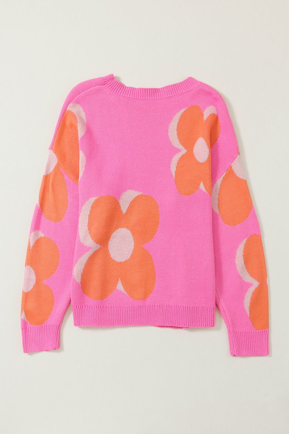 Flower Pattern Slouchy Sweater-Tops-MomFashion