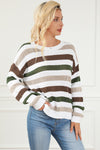 Stripe Crochet Hollow out Knit Sweater-Tops-MomFashion