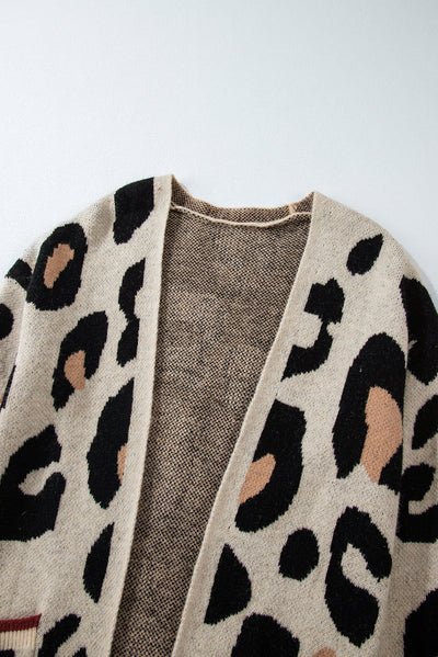 Leopard Animal Print Open Midi Cardigan-Tops-MomFashion