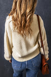 Beige Plain Knitted Buttoned V Neck Cardigan-Tops-MomFashion