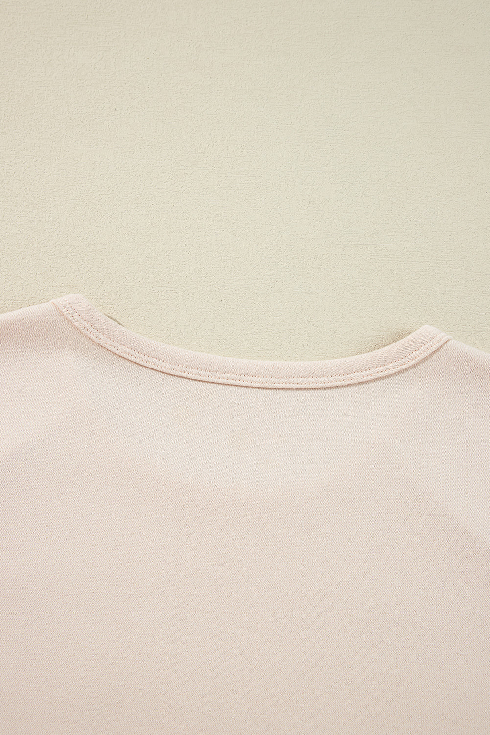 Beige Flower Patch Graphic Exposed Seam Wide Sleeve Top-Graphic/Graphic Long Sleeve Tees-MomFashion