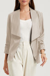 Apricot Solid Lapel Collar Satin Blazer-Outerwear-MomFashion