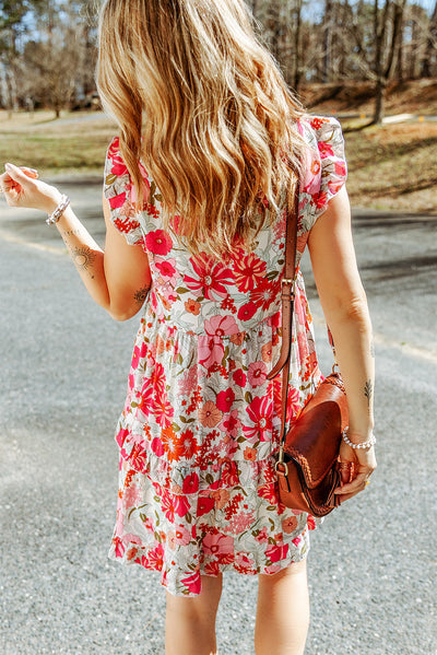 White Ruffled Tank Floral Dress-Dresses-MomFashion