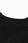 Black Two-Tone Chevron Pullover Sweater-Tops-MomFashion