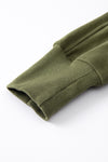 Green Zip Up Stand Collar Ribbed Thumbhole Sleeve Sweatshirt-Tops-MomFashion