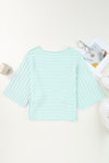 Green Exposed Seam Ribbed Knit Dolman Top-Tops-MomFashion