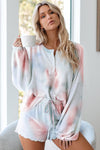 Orange Tie Dye Knit Lounge Set-Loungewear-MomFashion