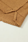 Brown Slouchy Textured Knit Loose Sweater-Tops-MomFashion