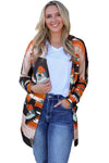 Orange Western Tribal Aztec Print Cardigan-Tops-MomFashion