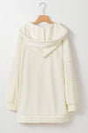 Beige Contrast Knit Patchwork Hooded Functional Coat-Outerwear-MomFashion