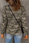 Green Camo Print Multi Pockets Button-up Jacket-Outerwear-MomFashion