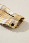 Yellow Plaid Flap Pocket Long Sleeve Shacket-Outerwear-MomFashion