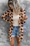 Leopard Printed Open Front Cardigan-Tops-MomFashion