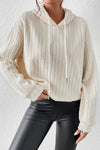 Beige Plush Textured Pullover Hoodie-Tops-MomFashion