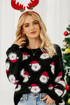 Black Christmas Santa Claus Pullover Sweater-Tops-MomFashion