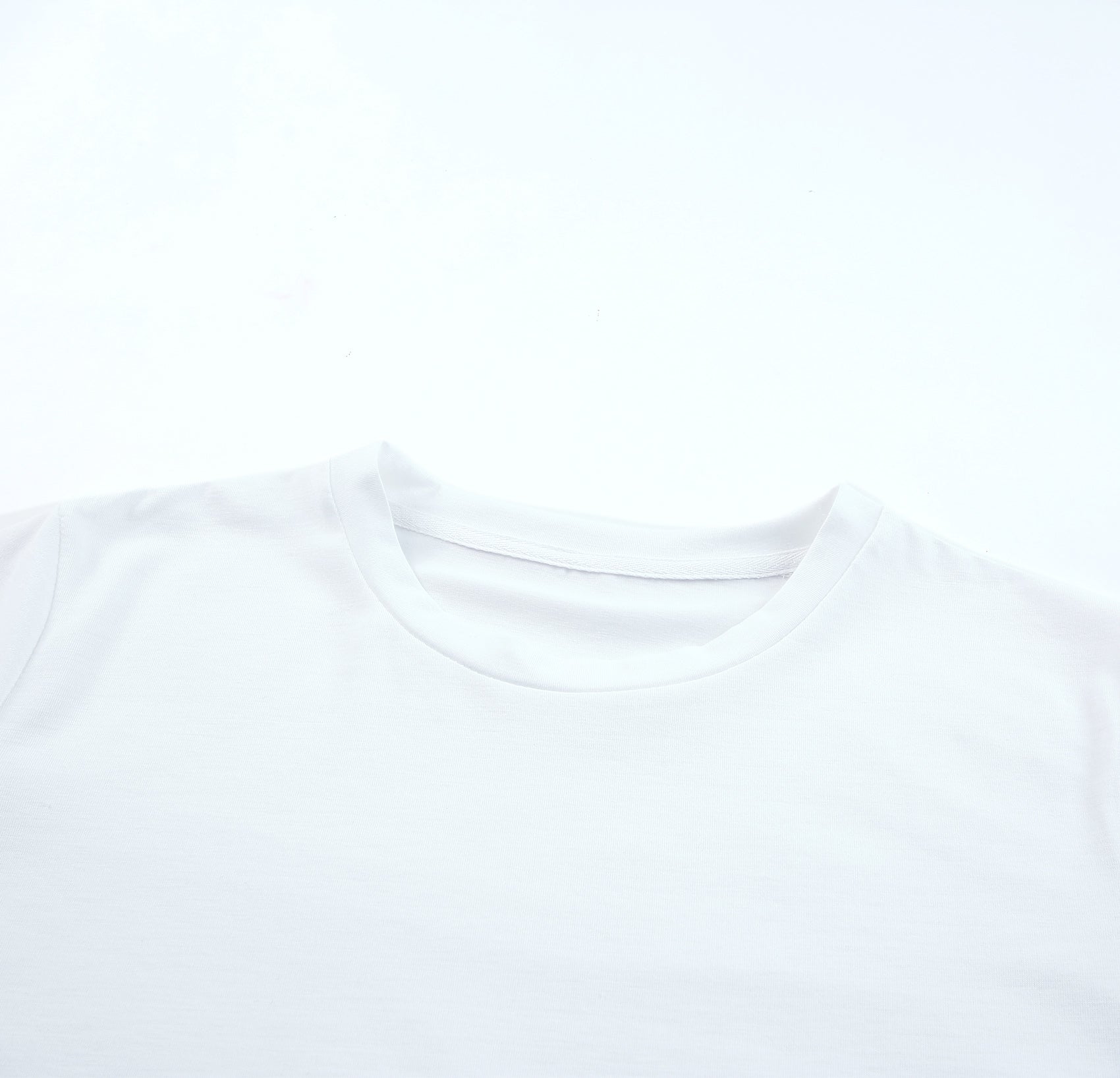 White Solid Color Crew Neck Tee-Tops-MomFashion