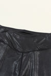 Black Crossed Dip Waist Sleek Leather Leggings-Bottoms-MomFashion