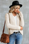 Apricot Popcorn Knit Open Front Cardigan-Tops-MomFashion