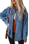 Chest Pockets Long Sleeve Denim Shirt Jacket-Outerwear-MomFashion