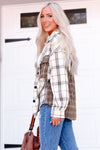 Brown Mixed Plaid Soft Oversized Shirt-Tops-MomFashion