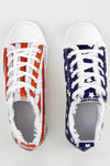 Blue American Flag Lace-up Canvas Flat Shoes-Shoes & Bags-MomFashion