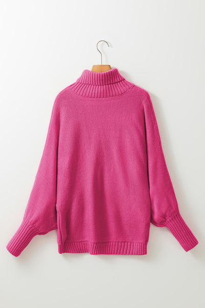 Rose Merry Letter Embroidered High Neck Sweater-Tops-MomFashion