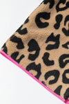 Leopard Colorblock Pocket Zipper Fuzzy Fleece Jacket-Outerwear-MomFashion