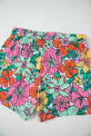 Multicolor Flower Print Pullover and Drawstring Shorts Lounge Set-Loungewear-MomFashion