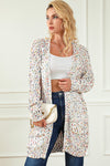 White Rainbow Popcorn Speckles Open Front Cardigan-Tops-MomFashion