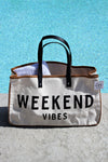 White WEEKEND VIBES Canvas Tote-Shoes & Bags-MomFashion