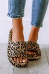 Leopard Print Thick Sole Slip On Slippers-Shoes & Bags-MomFashion