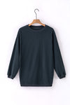 Dark Grey Ribbed Corded Oversized Sweatshirt-Tops-MomFashion