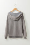 Gray Mineral Wash Exposed Seam Pullover Hoodie-Tops-MomFashion