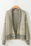 Apricot Plaid Contrast Trim Open Front Cardigan-Tops-MomFashion