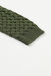 Green Open Front Woven Texture Knitted Cardigan with Pockets-Tops-MomFashion