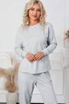 Gray Long Sleeve Pullover and Jogger Pants Lounge Set-Loungewear-MomFashion